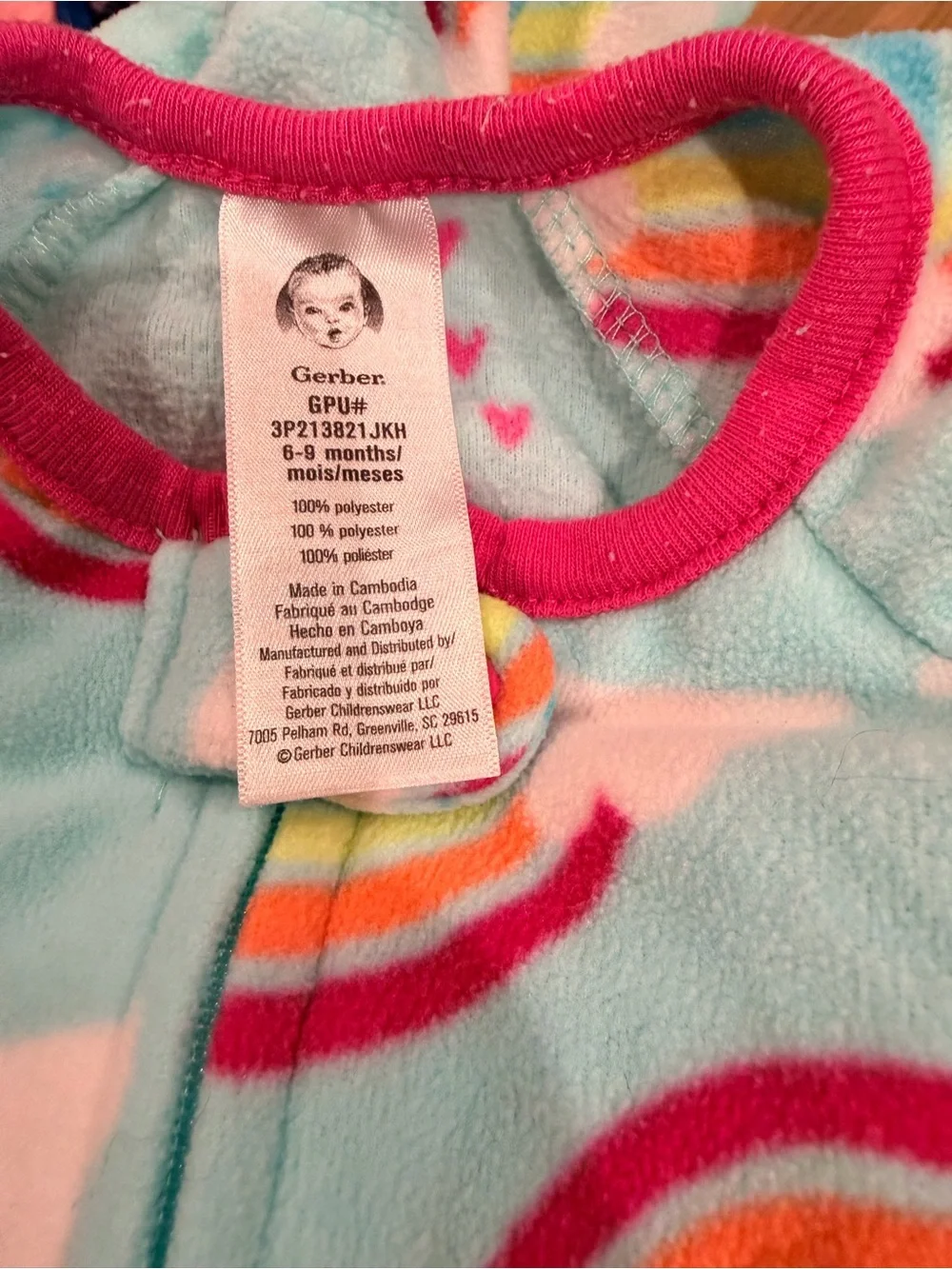 Gerber baby girl fleece footie pajamas